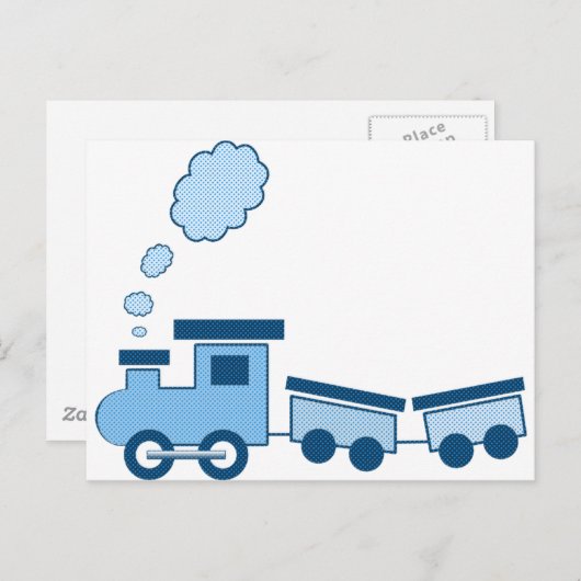Blue Choo Choo Train Briefkaart (Voorkant / Achterkant)