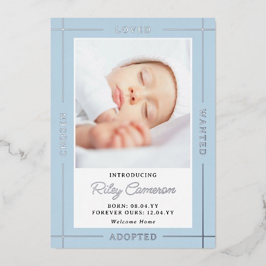 Blue Chosen Loved Introduction Folie Uitnodiging (Voorkant)