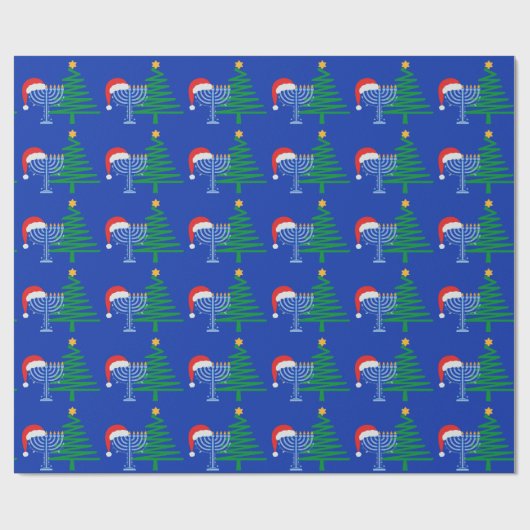 Blue Chrismukkah Wrapping Paper Roll Cadeaupapier (Vlak)