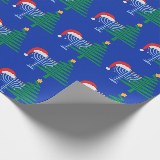 Blue Chrismukkah Wrapping Paper Roll Cadeaupapier (Hoek)