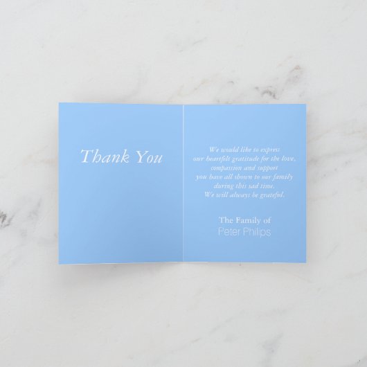 Blue Christelijk Cross John 14 Sympathie Hartelijk Bedankkaart (Binnen)