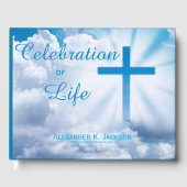Blue Christelijk Cross, White Clouds Memorial Hymn Gastenboek (Voorkant)