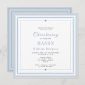 Blue Christening Baptism Simple Script Modern Aankondiging (Voorkant / Achterkant)