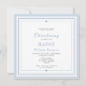 Blue Christening Baptism Simple Script Modern Aankondiging (Voorkant)