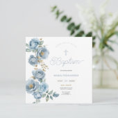 Blue Christening Nodig Sjabloon uit Kaart (Staand voorkant)