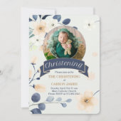 Blue Christening voor Baby Boy Yellow Blossom Kaart (Voorkant)