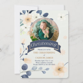 Blue Christening voor Baby Boy Yellow Blossom Kaart