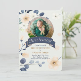Blue Christening voor Baby Boy Yellow Blossom Kaart