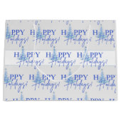 Blue Christmas Artsy Christmas Tree Gift Bag Groot Cadeauzakje (Voorkant)