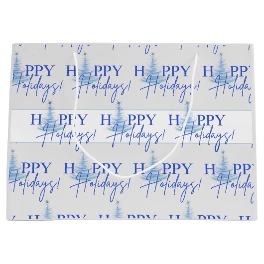 Blue Christmas Artsy Christmas Tree Gift Bag Groot Cadeauzakje (Voorkant)