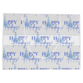 Blue Christmas Artsy Christmas Tree Gift Bag Groot Cadeauzakje (Achterkant)