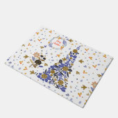  Blue Christmas Bird Flowers Tree Deurmat (Schuin)