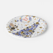  Blue Christmas Bird Flowers Tree Papieren Bordje (Gekanteld)