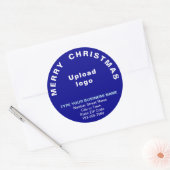Blue Christmas Business Ronde Vorm Sticker (Envelop)