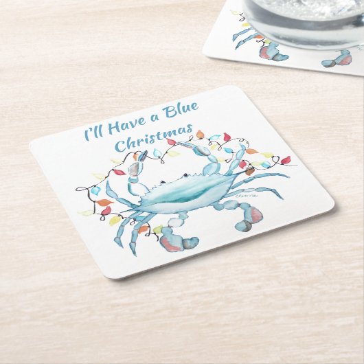 Blue Christmas Coasters Kartonnen Onderzetters (Schuin)