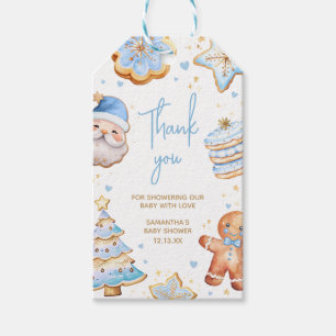 Blue Christmas Cookie Baby shower Favor Tags Cadeaulabel