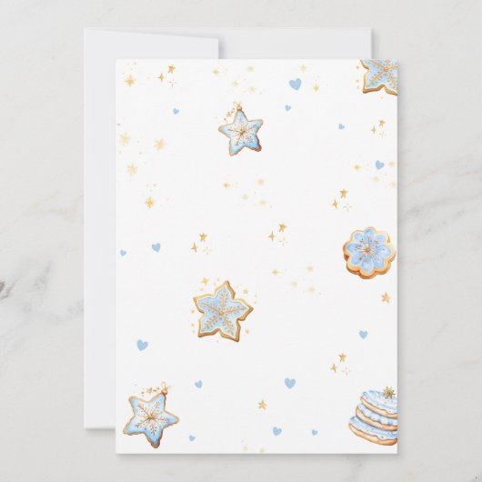 Blue Christmas Cookie Baby shower Kaart (Achterkant)