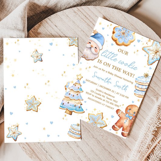Blue Christmas Cookie Baby shower Kaart