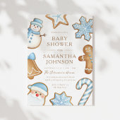 Blue Christmas Cookie Baby shower Uitnodiging