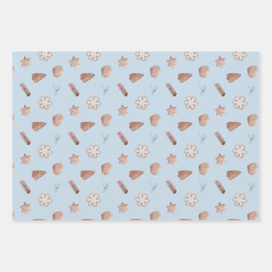 Blue Christmas Cookie Swap Exchange Inpakpapier Vel (Voorkant)