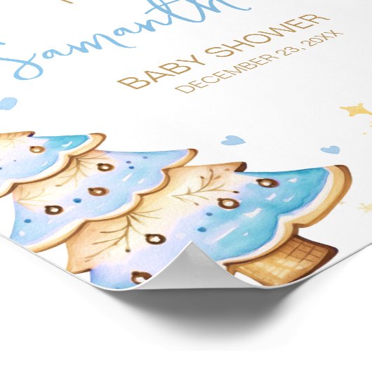 Blue Christmas Cookie Welkom Poster (Hoek)