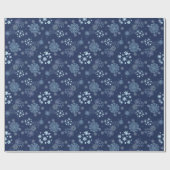 Blue Christmas Elegant Snowflake Pattern Cadeaupapier (Vlak)