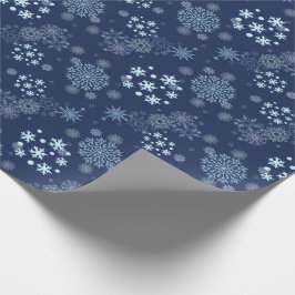 Blue Christmas Elegant Snowflake Pattern Cadeaupapier
