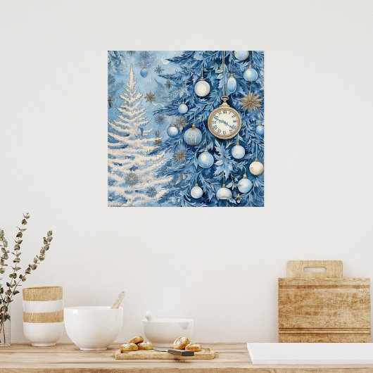 Blue Christmas Ephemera Poster (Keuken)