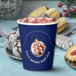 Blue Christmas Family Photo Love Peace Joy Holiday Papieren Bekers