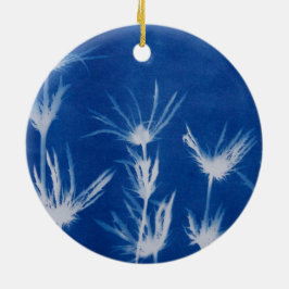 Blue Christmas Floral Ornament