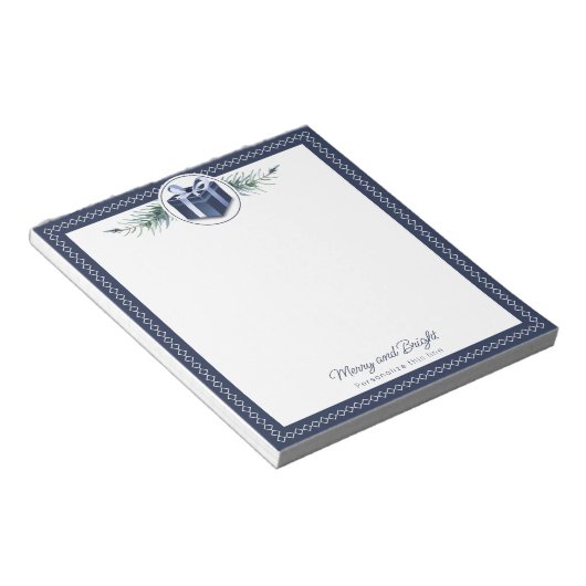 Blue Christmas Gift Personalized Notitieblok (Schuin)