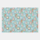 Blue Christmas Gingerbread Cookies Sneeuwvlokken Inpakpapier Vel (Voorkant 2)