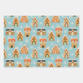 Blue Christmas Gingerbread Cookies Sneeuwvlokken Inpakpapier Vel (Voorkant)