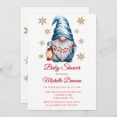 Blue Christmas Gnome Baby Shower Kaart (Voorkant / Achterkant)