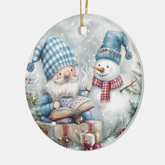 Blue Christmas Gnome  Keramisch Ornament (Links)