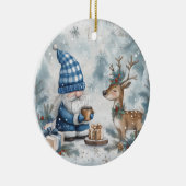 Blue Christmas Gnome Keramisch Ornament (Rechts)