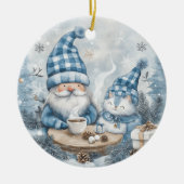 Blue Christmas Gnome Keramisch Ornament (Voorkant)