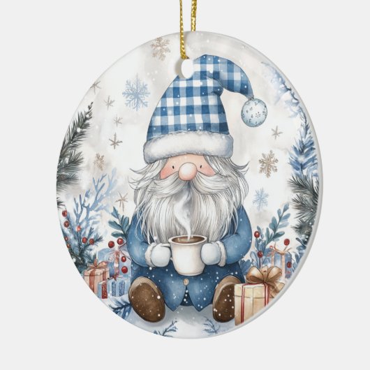 Blue Christmas Gnome  Keramisch Ornament (Links)