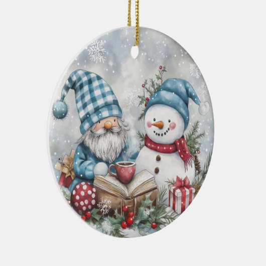 Blue Christmas Gnome  Keramisch Ornament (Rechts)