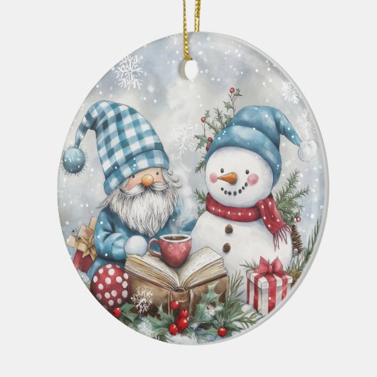 Blue Christmas Gnome  Keramisch Ornament (Links)