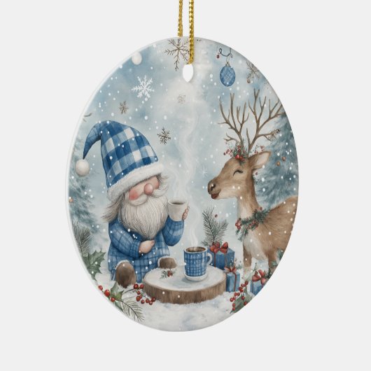 Blue Christmas Gnome  Keramisch Ornament (Rechts)