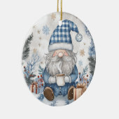 Blue Christmas Gnome Keramisch Ornament (Rechts)