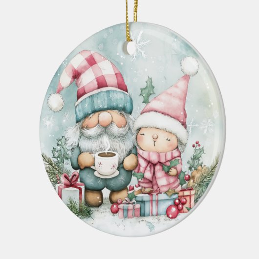 Blue Christmas Gnome Keramisch Ornament (Links)