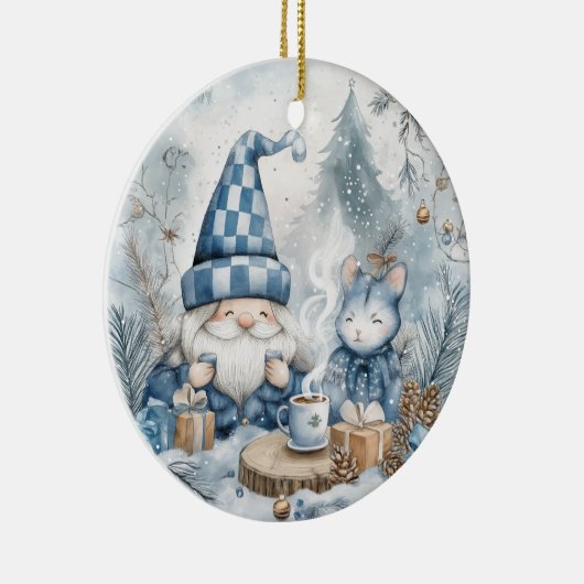 Blue Christmas Gnome  Keramisch Ornament (Rechts)