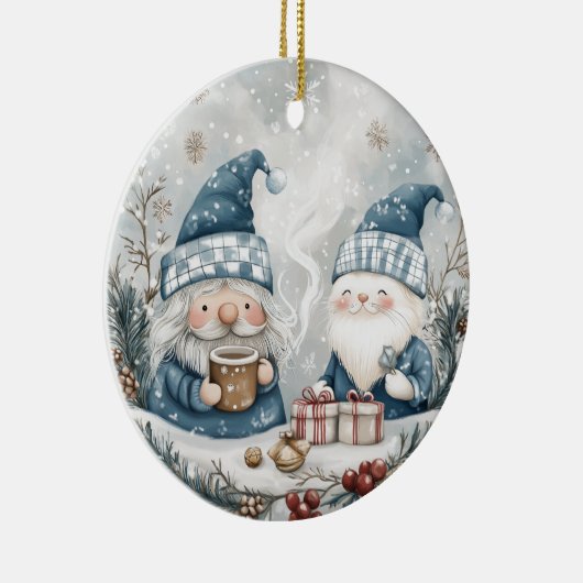 Blue Christmas Gnome  Keramisch Ornament (Rechts)
