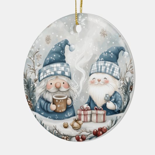 Blue Christmas Gnome  Keramisch Ornament (Links)