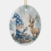 Blue Christmas Gnome Keramisch Ornament (Rechts)