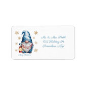 Blue Christmas Gnome with Red Lantern Berries Etiket (Voorkant)