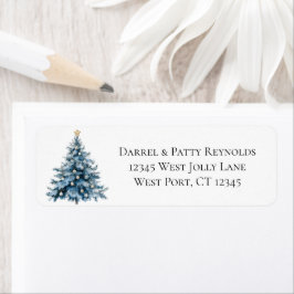 Blue Christmas Gold Star Etiket