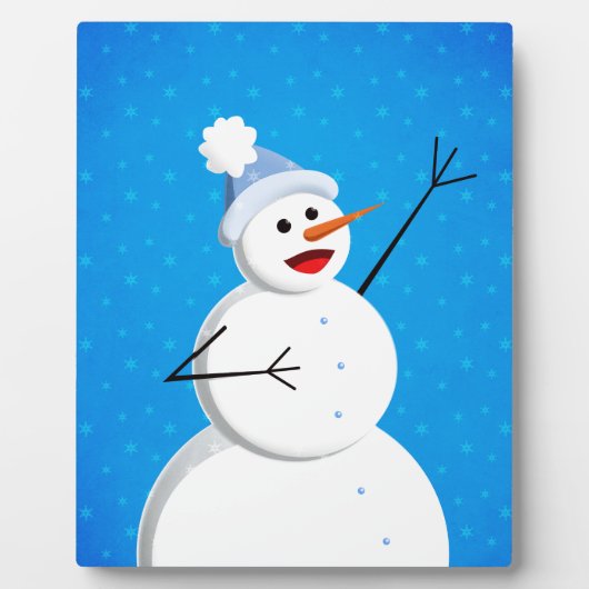 Blue Christmas Happy Snowman Fotoplaat (Voorkant)